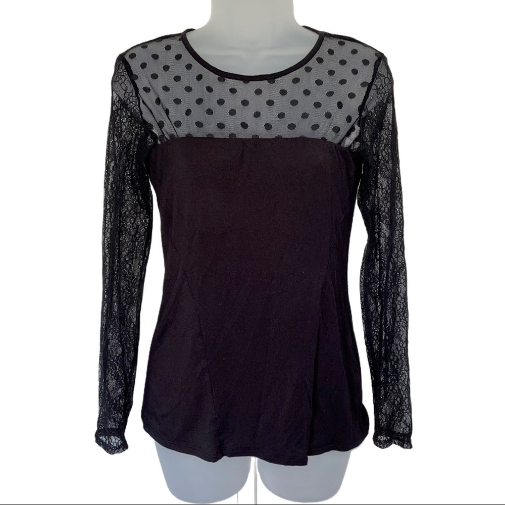 Victoria Secret Mesh Lace Long Sleeve Top Blouse Punk Burnout